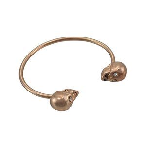 Rose Gold Finish 3D Skull Torc Bracelet Cuff